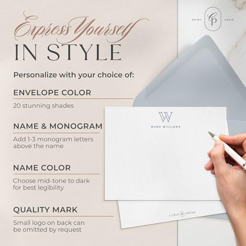 Curio Press Personalized Stationery W/Single Letter Monogram Note Cards With Envelopes thumb #2