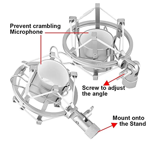 Image of kh Universal Microphone Shock Mount Silver 48MM-54mm Diameter Large Diameter Studio Condenser Mic
