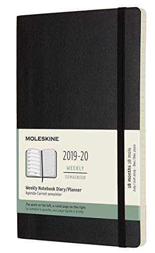 Moleskine Classic 18 Month 2019-2020 Weekly Planner, Soft Cover, Large (5