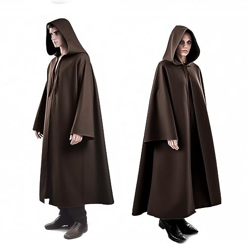 Montrestar Halloween Robe, Braun XL Umhang mit Kapuze, Kostüm Herren Robe mit Kapuze, Halloween Cosplay Cape, Adult Karneval Costume, Hoodies Gewand für Erwachsene Fasching Karneval