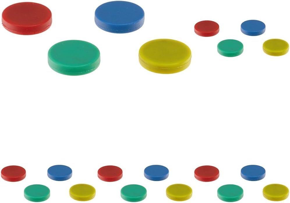 Colorful Ceramic Disc Magnets, Rubber Coated, Red, Blue, Green, Yellow (1 of Each Color) (Pack of 5)