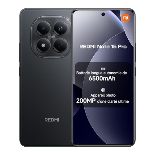 Xiaomi REDMI Note 15 Pro, Smartphone 8+256Go, Batterie Longue autonomie 6500mAh, Appareil Photo 200 Mpx, Résistance à l'eau IP65, Écran AMOLED FHD+ 6,77