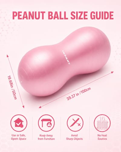 Image of INPANY Peanut Ball - Anti Burst Exercise Ball for Labor Birthing, Physical Therapy for Kids, Core Strength, Flexible Seating, Home & Gym Fintness, Sensory Chair Wiggle Seat for Boys and Girls
