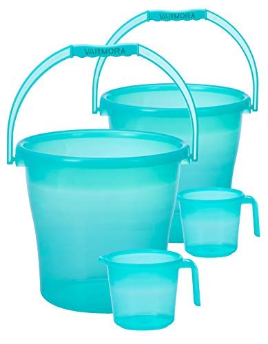 K3 Crystal Virgin Plastic Bucket (Balti) 17 (15 LTR.) + Crystal Mug 1.5 LTR (Pista Green)(Pack of 2)