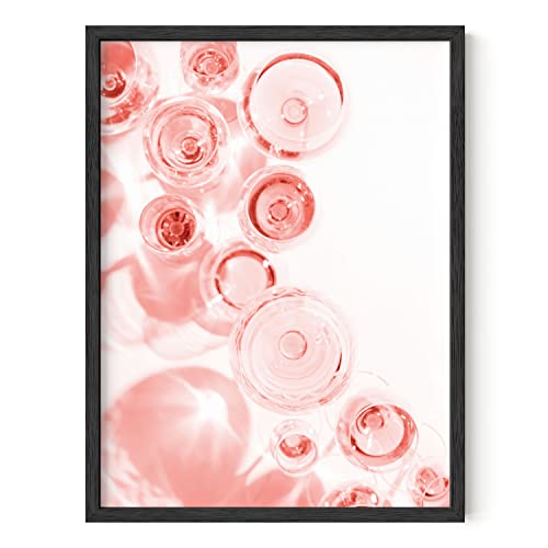 HAUS AND HUES Blush Pink Wall Decor Champagne Flutes - Champagne Print Pink Wall Art for Bedroom Wall Decor, Room Decor for Women (Black Frame, 12x16)