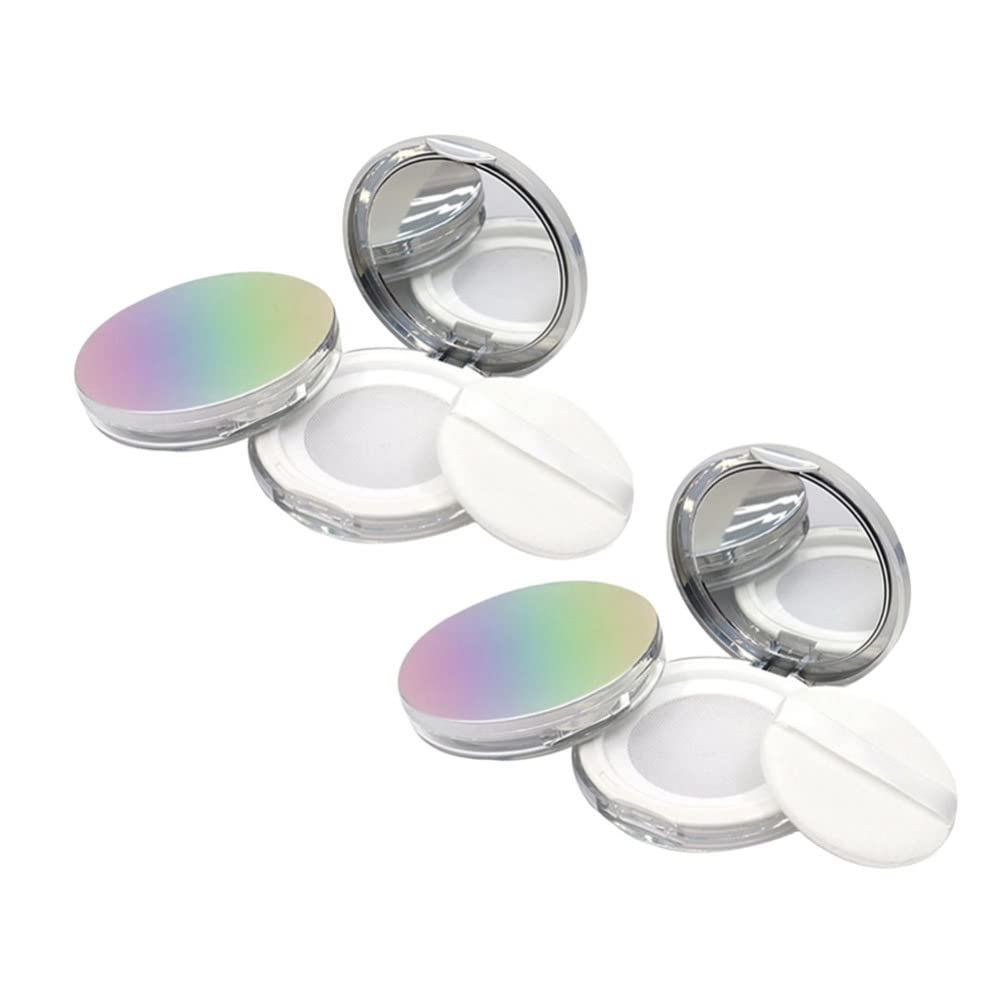Lurrose Flour Container Makeup Foundation 2pcs Loose Powder Container with Puff Loose Powder Box Case with Mirror Empty Reusable Powder Case for Makeup Powder Flour Container Makeup Foundation