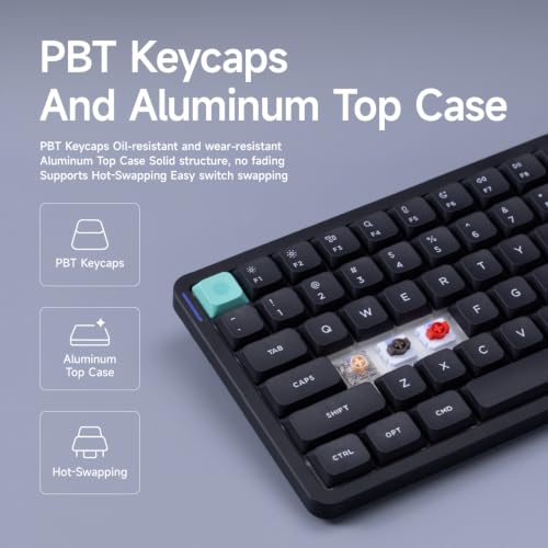 Image of nuphy Air75 V3 Hot-Swap Wireless Mechanical Keyboard, 75% Low Profile Keyboard with Knob, Gaming Keyboard Supports Bluetooth /2.4GHz /USB-C, QWERTY US Layout (Dark /Red Nano Switch)