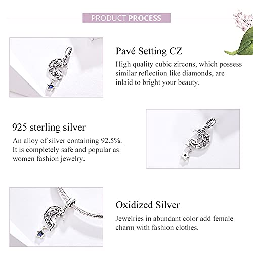 Pulsera con dije gato lunar en plata ley 925 y accesorios DIY 3