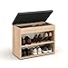Produktbild KOMTO Schuhbank mit Sitzfläche - Schuhregal Bank mit Stauraum Sonoma Eiche 60 x 48 x 32 cm Kleiner Schuhschrank mit Sitzbank Flur Bank Garderobenbank Sofia