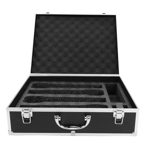 Sxhlseller Estuche para Micrófono Inalámbrico Caja de Almacenamiento Rígida de Aleación de Aluminio Duradera para Receptores de Transmisores de 4 Micrófonos, Estuche de Transporte para Impermeable a