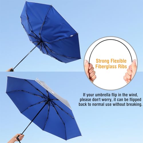 Image of G4Free UPF 50+ UV Protection Large Travel Umbrella 46 Inch Auto Open Close Windproof Sun Blocking Umbrella