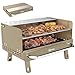 Outsunny Portable BBQ Grill, Charcoal Barbecue Grill with Adjustable Grates, Foldable Legs and Side Shelf for Camping Hiking Picnic Travel Garden Outdoor Cooking, Khaki