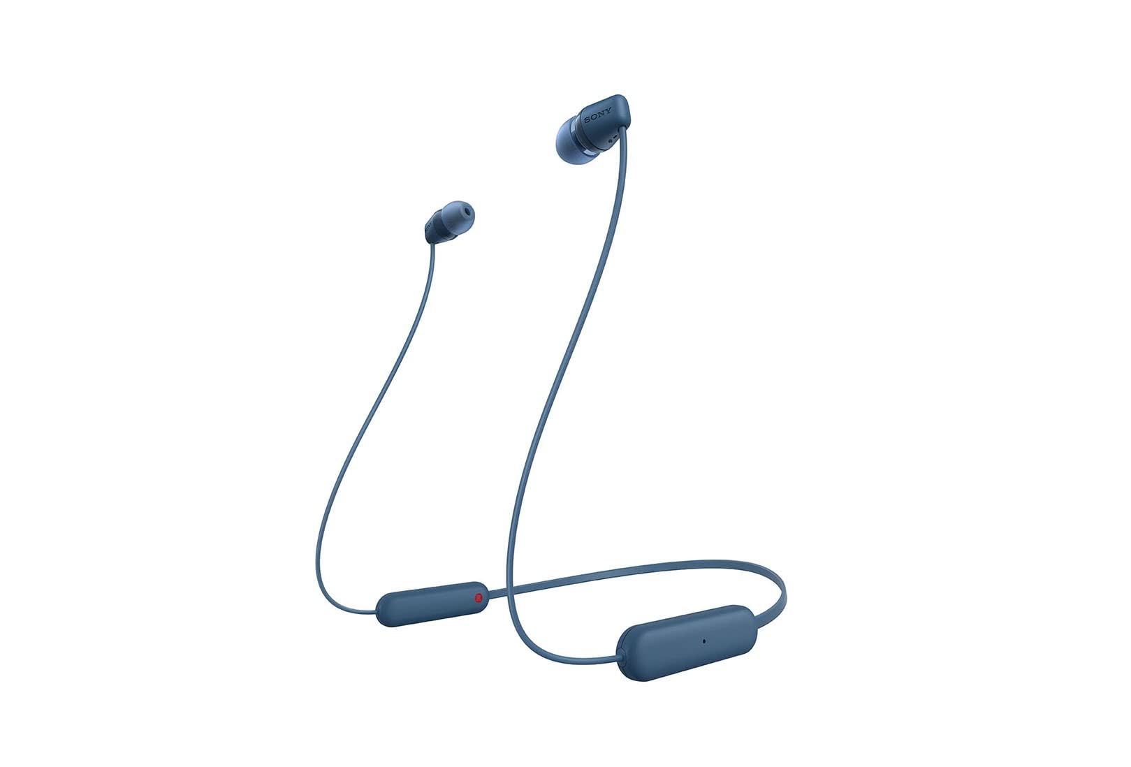 Sony WI-C100 - Audífonos inalámbricos intraauriculares con Banda para el Cuello y micrófono para Llamadas con Manos Libres, Azul, WIC100/L (Versión Nacional)