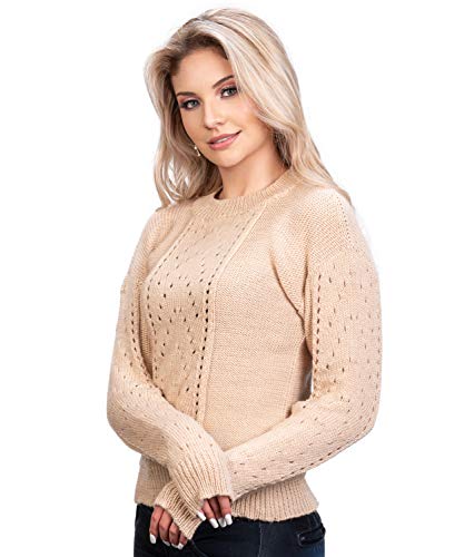 Handmade Beige Alpaca Sweater for Women Ideal for Winter Season