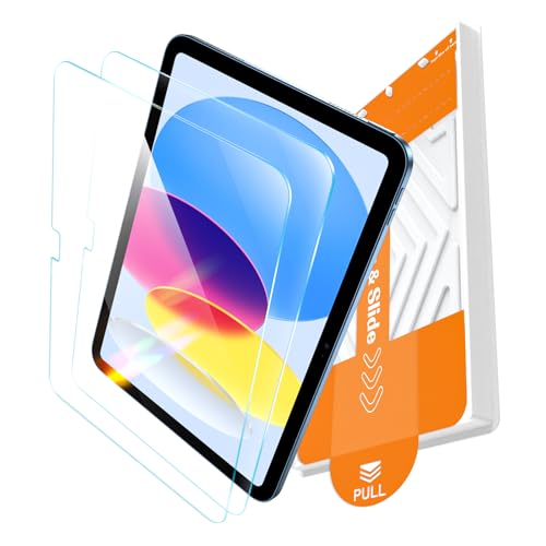 EZ-GLAZ-2 Pack for iPad A16 2025 11th (11 Inch) / 10th Gen 2022 (10.9 Inch) Screen Protector, Military-Grade Shatterproof, 9H+ Tempered Glass with Installation Box, Anti-Scratch, Apple Pencil Compatible, HD Clarity, Bubble Free