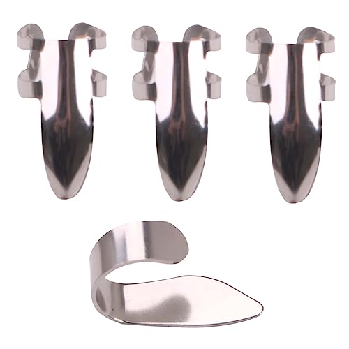 GOOHOCHY ギタープロテクターキット 親指と人差し指のピック4個 軽量で丈夫 アコースティックギター ウクレレ バンジョー マンドリンに最適 ステンレススチール素材