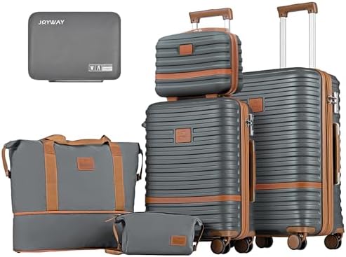 Joyway Luggage Set 3 Piece Suitcase Sets, Expandable Carry on Luggage with Spinner Wheel, Hard Shell Luggage Set with TSA Lock, Black brown, 4 piece set (13/20inch), Hardside Expandable Travel Laggage 43
