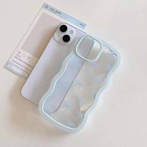 Coque iPhone 15 Pro transparente à motif nœud bleu clair QLTYPRI - 3