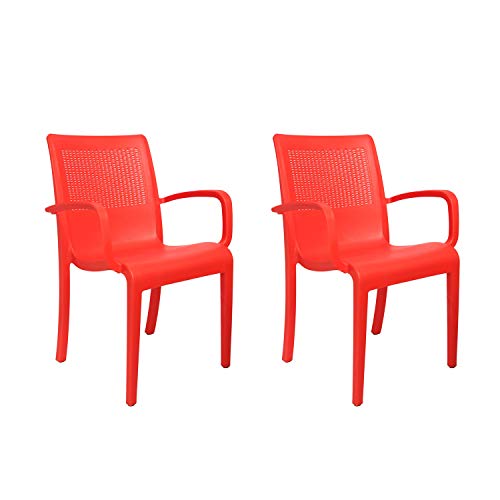 Image of Cello Ecstasy Chair Set Pack of 2 - Red | Strong and Durable | Easy to Clean | Chair for Living Room, Bed Room, Kitchen, Office Room, Outdoor | 3 Years Warranty