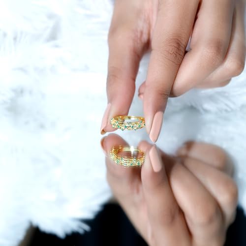 Certified Emerald Half Eternity Filigree Band Ring for Women, Aaa Quality, Natural Emerald Wedding Band Ring - Ready To Gift4