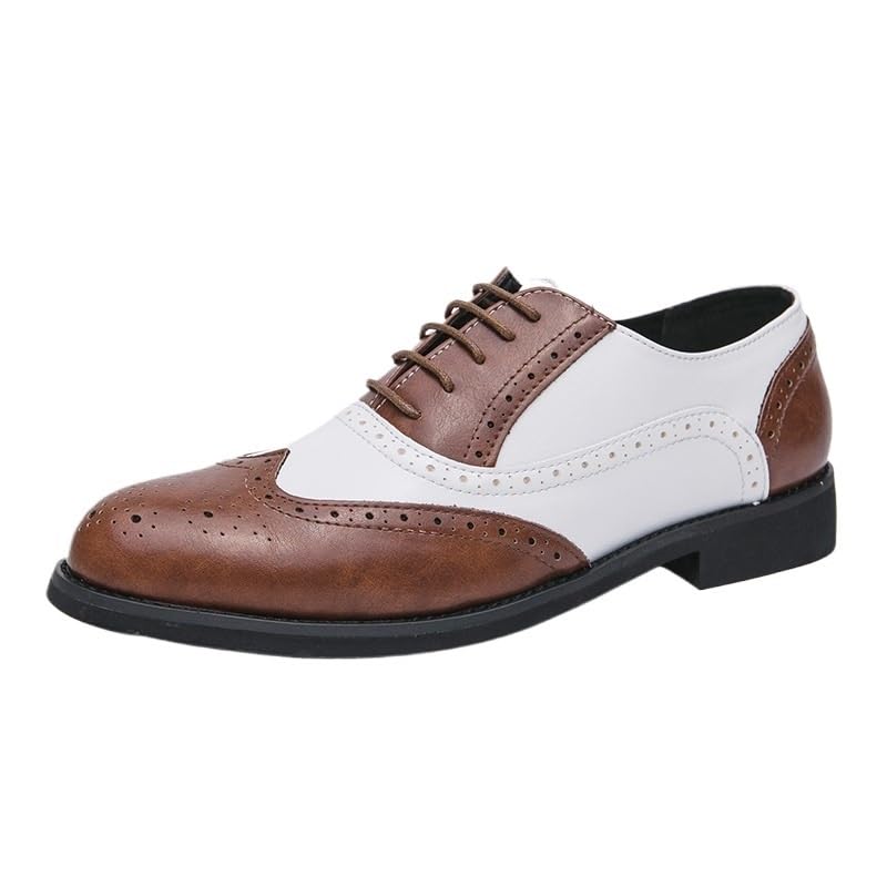 Mens Lace-Up Leather Dress Men's Classic Retro Brogue Shoes Business Office Flats Men Wedding Party Oxfords