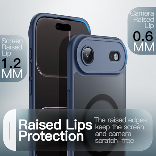 Image of JETech Magnetic Case for iPhone Air Compatible with MagSafe, Shockproof Slim Phone Cover with Built-in Camera Control Button, Matte Translucent Back, 6.5-Inch Display (Storm Blue)