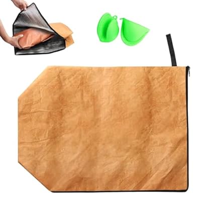BBQ Blanket for Resting Meat, Meat Resting Blanket, Reusable Large Capacity Meat Insulated Resting Bag Zipper, Lightweight Foldable, Outdoor BBQ Smokers Grilling, Ensures Meat Tender Juicy (Brown A)