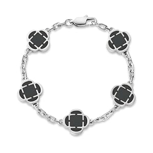CRAFTD – Black Onyx Clover Stone Gold Bracelet – Durable 18K Gold & 316L Stainless Steel – Waterproof, Heat & Sweat Resistant – Gifts for Men – Men’s Jewelry