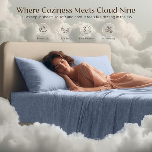 Image of Utopia Bedding Queen Sheet Set - 4 Piece Bed Sheets for Queen Size Bed, Soft and Breathable Microfiber, Includes 1 Fitted Sheet, 1 Flat Sheet and 2 Pillowcases (Heather Navy)