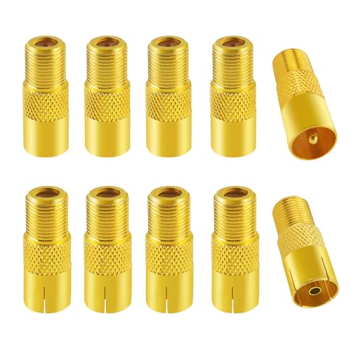 10 PCS F Female Plug to RF Male & Female Coaxial Aerial Adapter, KUOQIY TV 9.5 5 Male & 5 Female to F-Type Female Converter