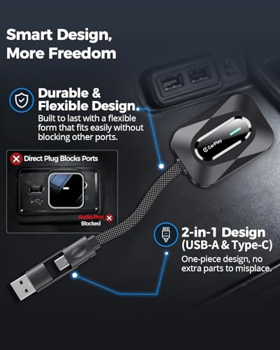 Image of Wireless CarPlay Adapter, 2-in-1 Wired to Wireless Dongle for Apple CarPlay & Android Auto, Seamless Auto-Reconnect, No Delay, Stable Signal for Maps & Calls, 2026 Upgraded Version