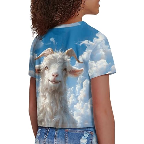 Image of Kids T Shirt Short Sleeve Crop Tops for Girls Summer Clothes Pullover Tees Shirt 5-14