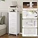 Somdot Tall Dresser for Bedroom, 5 Drawers Nightstand Vertical Storage Tower Unit, Night Stand Furniture with Fabric Drawer Organizer in Bedside Hallway, Entryway, Kids Room, Closet, White Leather