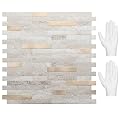 STICKGOO Peel and Stick Backsplash, PVC Wall Tiles Stick on Backsplash for Kitchen(10 Sheets, Beige with Metal Gold)