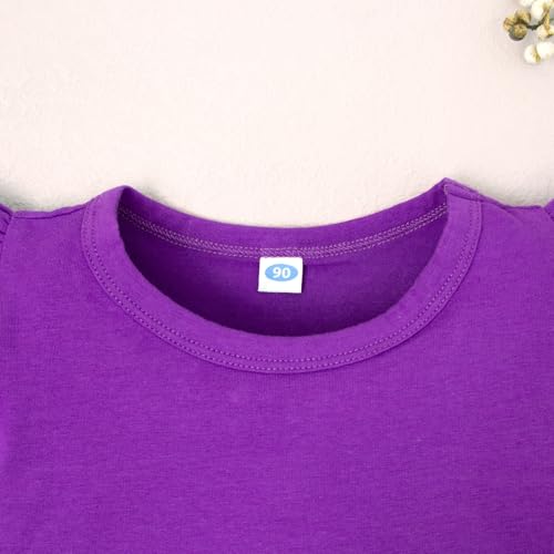 Image of Magic Park 1-14Y Toddler Ruffle T Shirt Girls Solid Color Blouse Kids Girl Short Long Sleeve Tops Casual Tee