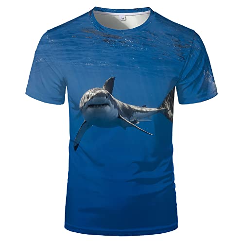 XHXJFGBKHombres/Mujeres Patrón de tiburón Impresión 3D Suelta Diseño de Cuello Redondo Sudaderas Unisex Cover