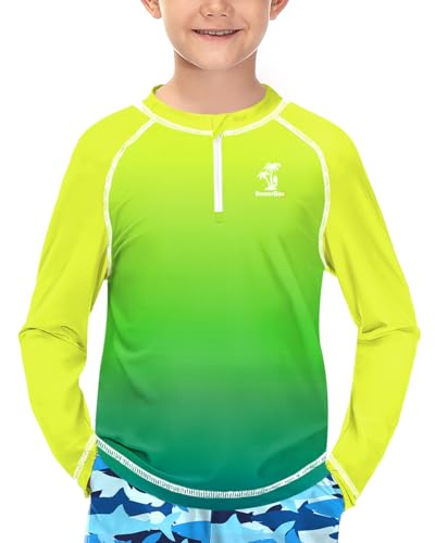 BesserBay Boys UPF 50+ Half Zip Rash Guard UV Protection Raglan Long Sleeve Swim Shirt 4-12 Years