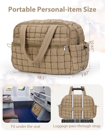 Quilted Duffle Bag for Women Cute Weekender Overnight Bags Lightweight Soft Puffer Travel Duffel Bags Carry On Gym Bag3