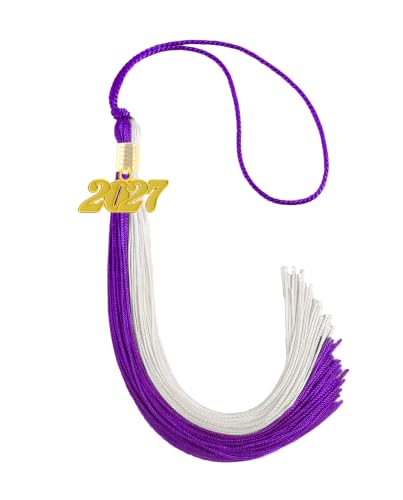 Image of Purple and White Graduation Tassel 2027 for Grad Cap