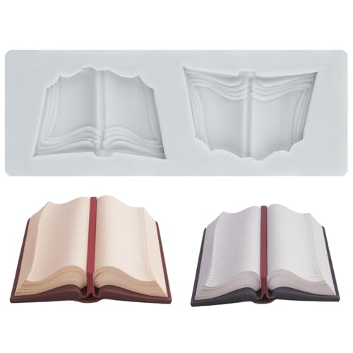 Sijiangmold Stampo in silicone a forma di libro per pasta di zucchero a forma di libro, per decorare torte, cupcake, argilla polimerica, cioccolato, pasta di gomma
