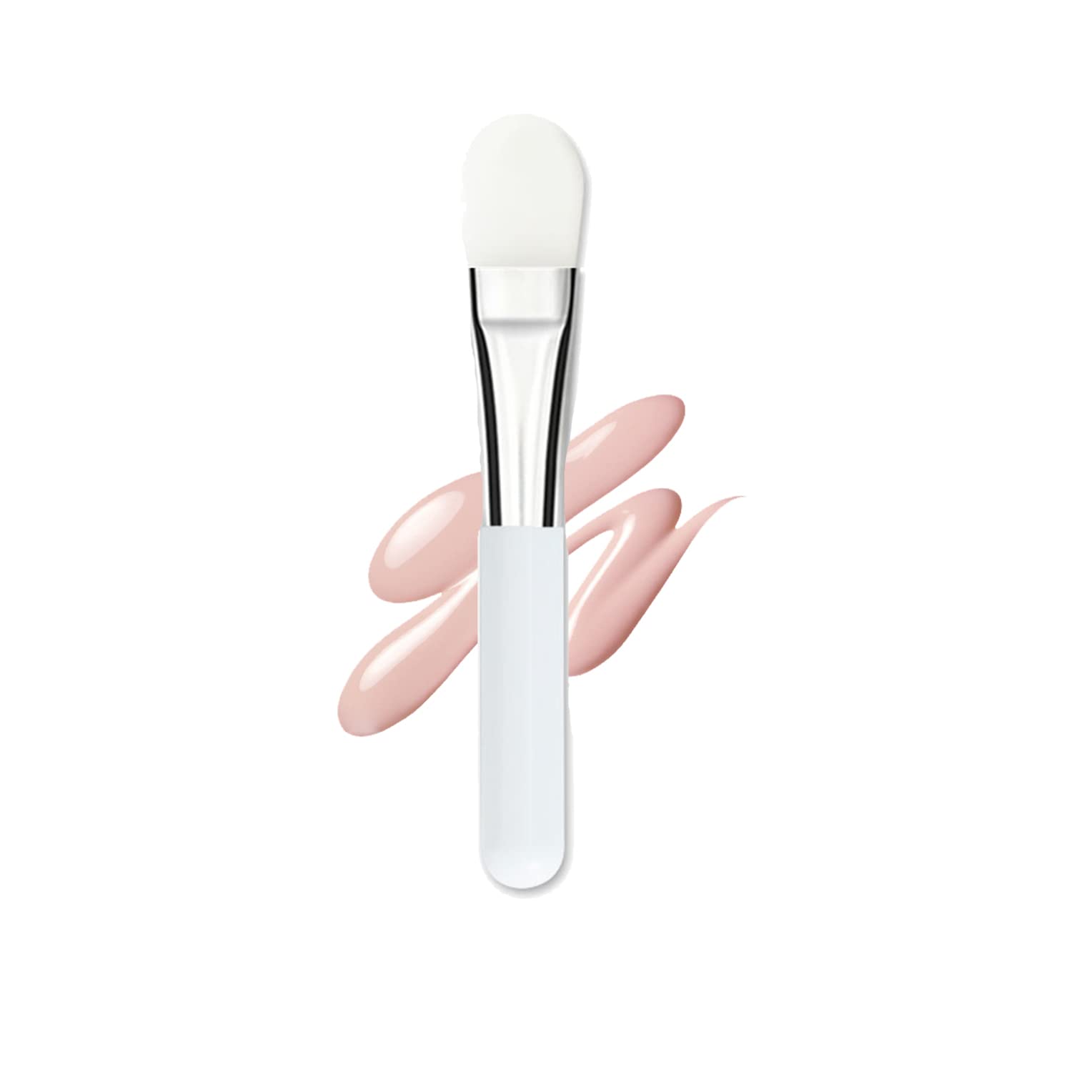Facial Mask Application Brush, Soft Silicone Tongue Shape White Brush Head Cosmetic Tool for Body Lotion, Mud, Clay, Charcoal Mixed Mask