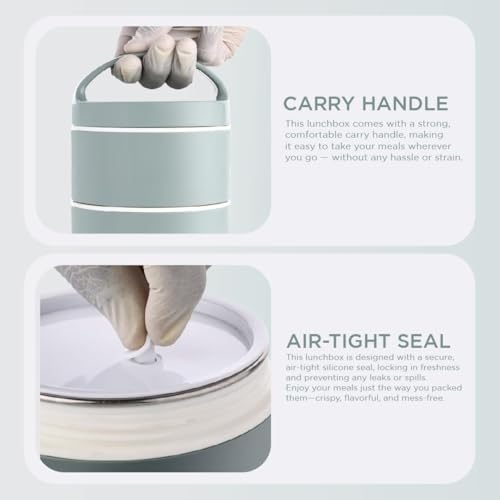 Image of 3 Layer Steel Insulated Lunch Box for Office Use | Leak-Proof Tiffn Box with Airtight Food Containers | Durable Hot Tiffin Box for Office,School,Travel | Lunch Box for Men Women Kids(1-pcs)
