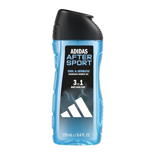 adidas, After Sport Gel Doccia Bagnoschiuma 3 in 1 per Corpo, Capelli e Viso, Formula Vegana, 250ml
