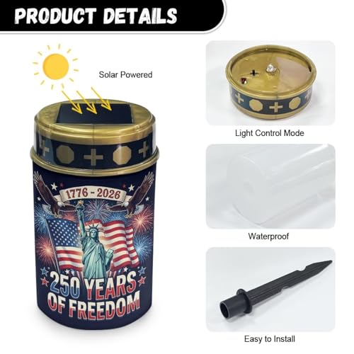 Image of Grave Solar Lamp - Statue of Liberty American Flag Design, Flameless Candle, Peaceful Memorial Light for Cemetery, Comforting Remembrance for Beloved Companion