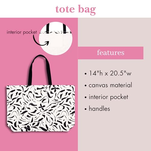 Image of kate spade new york Canvas Tote Bag for Women, Cute Bag for Work, Teacher, Beach, Book Tote with Pocket