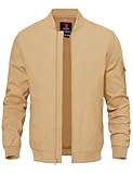TBMPOY Men's Lightweight Bomber Jackets Light Windbreaker Casual Stylish Fall Golf Zip Up Fashion Dress Business Varsity Light Camel L