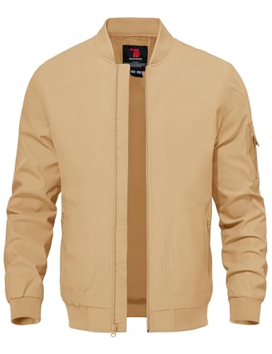 Image of TBMPOY Men's Lightweight Bomber Jackets Light Windbreaker Casual Stylish Fall Golf Zip Up Dress Business Varsity