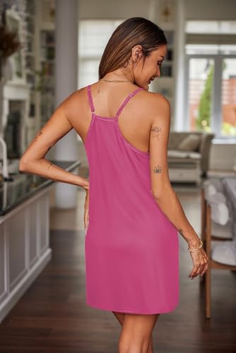 Image of Ekouaer Nightgowns for Women Cotton Sleepwear Sexy Sleep Shirt Adjustable Spaghetti Strap Night Gowns with Pockets S-3XL