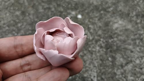 Image of Ceramic Flower Wall Art Decor, Artificial Flower Wall Sculpture,Handmade Ceramic Flowers for Home,Hallway,Living Room, Kitchen,Bathroom (Pink, Peony Bud, 1.57 inch)
