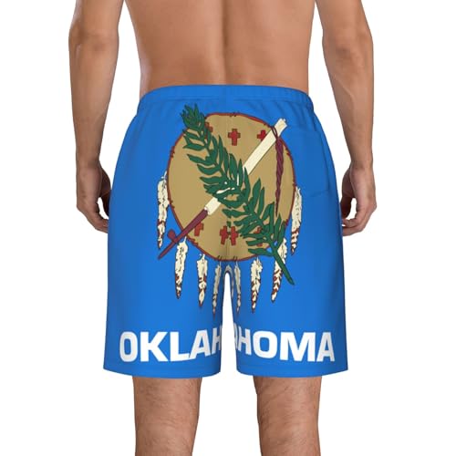 Men's Classic Oklahoma State Flag Swim Trunks Mens Casual Shorts Board Shorts with Pockets Beach Shorts for Men3